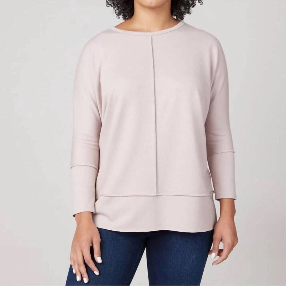 Spanx Perfect Length Dolman Sleeve Sweatshirt Pullover Oat Pink Size Small